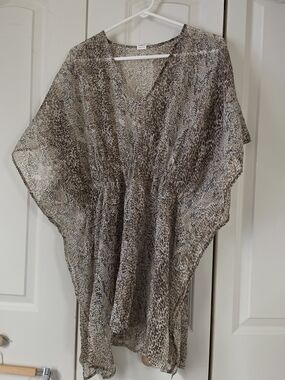 Sheer Brown Animal Print Kaftan Tunic